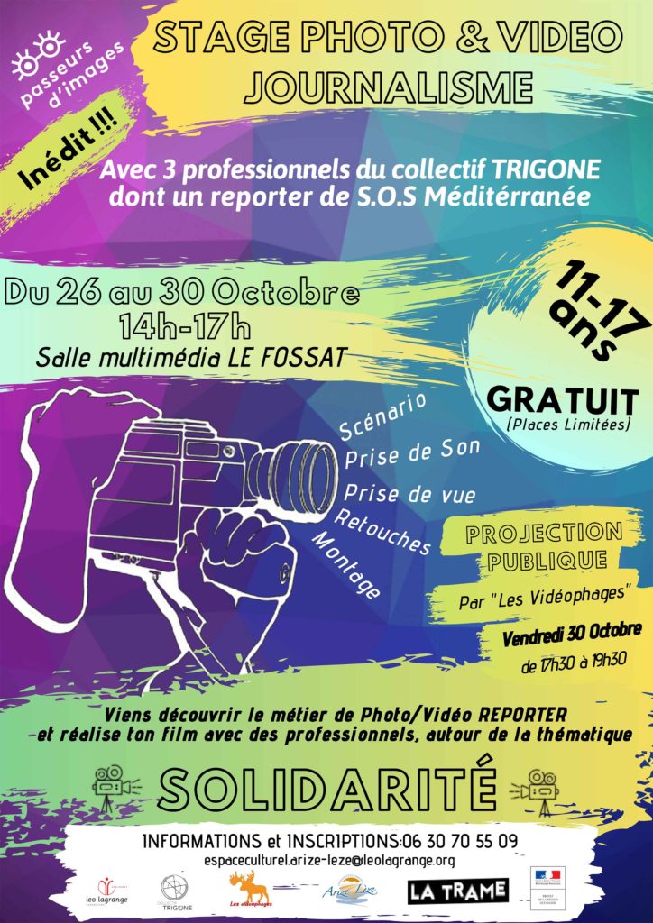 Satge photo & vidéo journalisme du 26 au 30 octobre - Salle multimédia Le Fossat